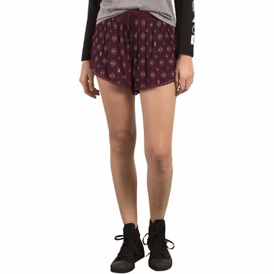NWT WOMENS VOLCOM SIMPLE THINGS 2" SHORTS $40 S plum allover printed - Image 1 of 2