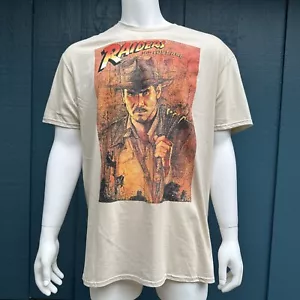 Men's Raiders of the Lost Ark Indiana Jones Distressed Poster Shirt Tan XXL New - Picture 1 of 6