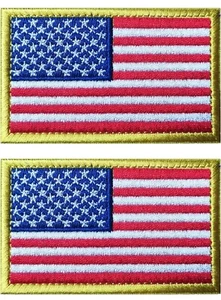 Rojo Blanco Y Azul BANDERA AMERICANA PARCHE MORAL EE. UU. con Cierre de Gancho y Lazo Paquete de 2 - Imagen 1 de 3