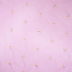 Tüll Blumen pink Stoff Meterware (Preis=0,5m) - Bild 1 von 5