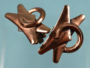 Vintage Copper Mid Century Signed Renoir Clip On Earrings   1.25" - Picture 1 of 10