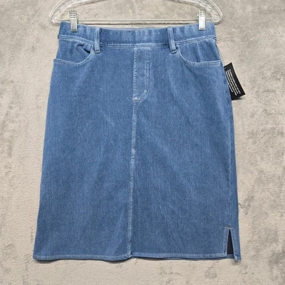 Falda Susan Graver para mujer talla 4 azul tacto fresco lavado medio denim elástico Foto 1 de 4