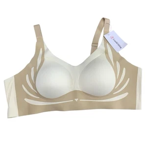 Lush Fitting Ivory Beige 7XL Soft Comfortable Wireless Bra - Picture 1 of 8