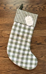 Mixed Plaid Check Gingham Stocking Green Studio McGee Target Weihnachten 2024 NEU - Bild 1 von 5