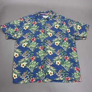 Tommy Bahama Hemd Herren XL Blau Seide Hawaii Camp Knopfleiste Blumen - Bild 1 von 8