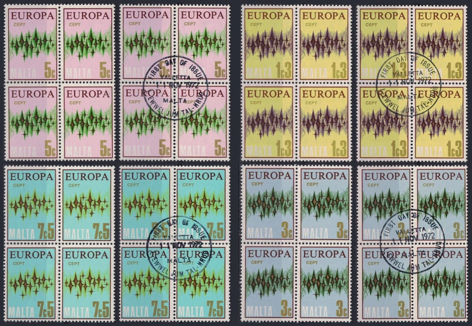 Europa CEPT - 1972 Malta - Full set of 4 - Blocks of 4, MNH & CTO VF - Image 1 of 1