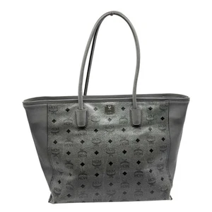 MCM Monogram Visetos Top Zip Shopper Tote Grey - Picture 1 of 16