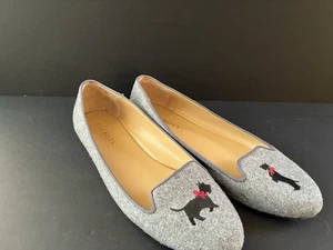 Talbots Womens Flats Dog Shoes Scotties Gray Wool Loafer Puppy  6 - Picture 1 of 5