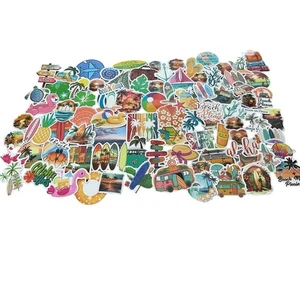 Lote de 90 pegatinas para viajes a la playa verano surf vacaciones tropicales regalo costero - Imagen 1 de 7