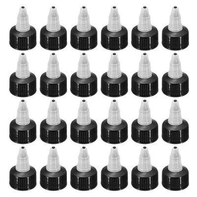 30 Pack Twist Top Cap 24/410 Black Dispensing Squeeze Bottles Replacements Caps - Image 1 of 4