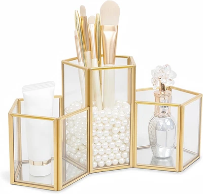 Porta Pennelli per Make Up, 3 Scomparti Porta Trucchi Organizer, Organizzatore D - Immagine 1 di 4