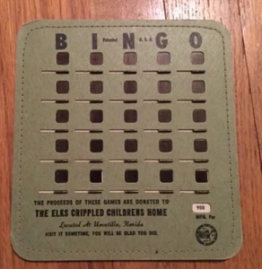 Vintage Sewn Cardboard Elks Crippled Children's Home Umatilla, FL Bingo Card - Picture 1 of 8