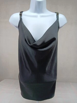 Ava Viv Womans 1X Black Cowl Neck Adjustable Strap Tank Top Sleek and Sexy - Image 1 of 4