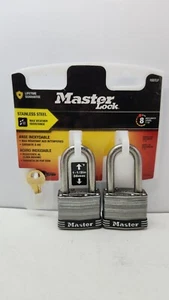 MASTER LOCK 1SSTLF STAINLESS STEEL PADLOCK 1-1/2" SHACKLE | 2 PACK | WITH KEY - Picture 1 of 3