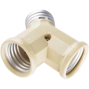 (1)- Leviton Ivory 660W SIngle To Twin Light Bulb Socket Adapter 006-00128-00I - Picture 1 of 1