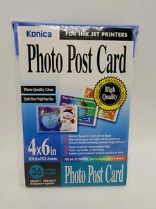 Tarjeta postal fotográfica inyección de tinta 4x6 peso pesado 36 hojas Konica - Imagen 1 de 3