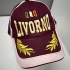 Livorno Italy Italia Hat Cap Maroon Dad Souvenir Embroidered Mesh Back Vintage*