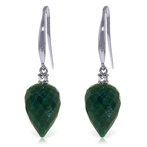 25.9 Carat 14K Solid White Gold Happy Beginnings Emerald Diamond Earrings - Picture 1 of 3