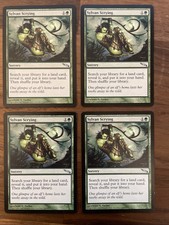 MTG Mirrodin Sylvan Scrying X4 SP to NM, actual pictures!