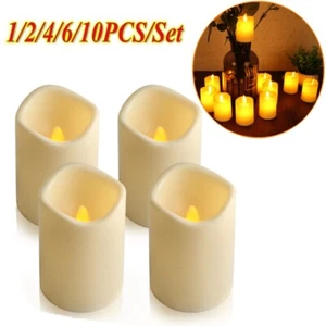 Indoor/Outdoor LED Flameless Candle Lights Resin Pillar Flickering 6 Hour Timer - Picture 1 of 22