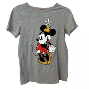 Disney Minnie Mouse Gray Short Sleeve Cotton Graphic T-Shirt Size M GUC - Picture 1 of 7