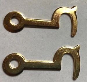 VINTAGE SOLID BRASS SIDE HOOK 1 1/2” CLOCK ,JEWELLERY BOX ETC RESTORATIONS 2no - Picture 1 of 4