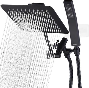 Dual Square Duschkopf Combo 8" Regenduschkopf Handbrause 71" Schlauch - Bild 1 von 7
