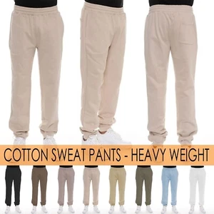 Mens Cotton HEAVYWEIGHT Sweat Pants Essential Solid Jogger Active Sports Lounge - Picture 1 of 27