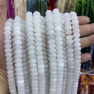 6x10mm Natural Stone Chalcedony Rondelle Spacer Loose Beads For Jewelry Making - Picture 1 of 48