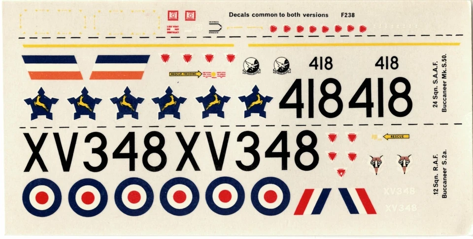 BLACKBURN BUCCANEER S.Mk.2A/S.Mk.50 1/72 DECALS DA KIT FROG f.238 - mm150x74 ca. - Immagine 1 di 1