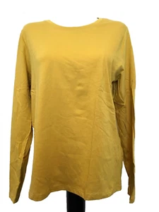TIME AND TRU RELAXED FIT Mustard Yellow Round Neck Long Sleeve Tee Shirt Sz S* - Picture 1 of 8