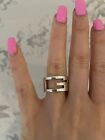 GENUINE SOLID HEAVY STERLING SILVER GUCCI G WIDE RING BAND SIZE- 13/M