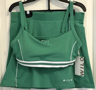 NWT WILO The LABEL Women's Size M Medium Tank Bra & Skort Set Green - Image 1 of 4
