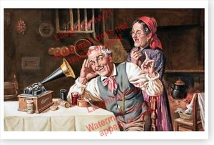 Póster estampado artístico retro fonógrafo cilíndrico Edison - Imagen 1 de 1