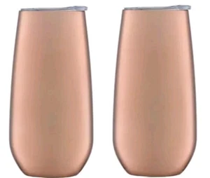 Thirstystone By Cambridge 6 oz Insulated Champagne Tumblers Set of 2 Copper - Picture 1 of 1