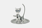 Ringhalter Katze Kätzchen Figur Deko versilbert - Höhe 8,5 cm