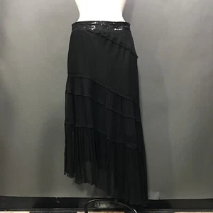 Falda Carole Little Tier para mujer 4 capas asimétricas de seda negra lentejuelas cintura - Imagen 1 de 8