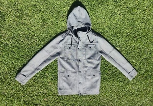 Empyre Coat Size Large Parka Jacket Pockets, Gray, Hooded Zipper Button Military - Picture 1 of 8