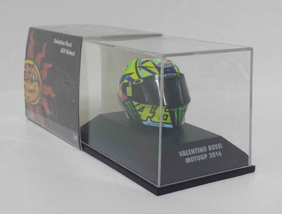 MINICHAMPS VALENTINO ROSSI MODELLINO DIECAST CASCO AGV 1/8 YAMAHA M1 MOTOGP 2016 - Immagine 1 di 3