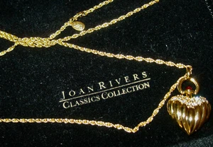 JOAN RIVERS SELTENE/SIGNIERTE "EXQUISITE KRISTALL HERZ ANHÄNGER HALSKETTE" SEHR SELTEN! - Bild 1 von 9