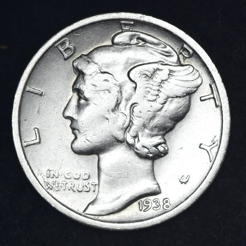 1938-S Mercury Silver Dime AU FREE SHIPPING Cover