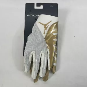 Nike Jordan Vapor Knit 4.0 NEU Herren Weiß Gold Receiver Fußball Handschuhe Größe L - Bild 1 von 7