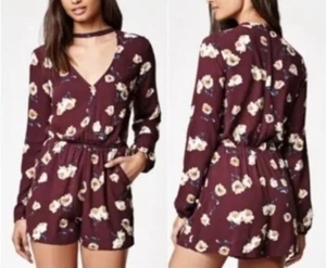 Kendall & Kylie Long Sleeve Floral Choker Romper Size Medium NWT - Picture 1 of 15