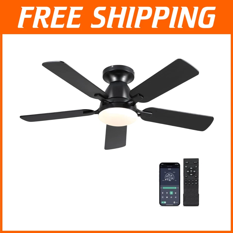 Contemporary Flush Mount Fan with Crystal Embellishment - Image 1 of 4