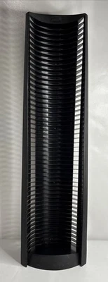 "Estante de almacenamiento de exhibición de torre de piso de plástico negro vintage LASERLINE 50 DVD 38""" Foto 1 de 4