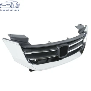 Front Bumper Upper Grille Black & Chrome Trim Fit For Honda Accord 4d 2013-2015 - Picture 1 of 12