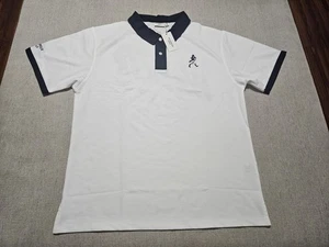 Camisa Polo Club de Golf Devereux Golf X Johnnie Walker Blanca Azul Marino Nueva con Etiquetas Talla Mediana - Imagen 1 de 12