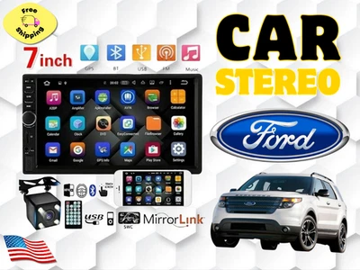 For all FORD car stereo Double Din 7" LCD Screen Car Radio black - Image 1 of 4