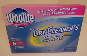 NOS Woolite Dry Cleaner's Secret 6 Tücher 24 Kleidungsstücke chemische Reinigung zu Hause Trockner - Bild 1 von 10