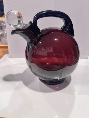 Decantador de bolas inclinables de vidrio amatista Cambridge de la década de 1930 con tapón Foto 1 de 4